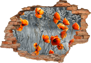 FOTOTAPETA 3D SAMOPRZYLEPNA naklejka na ścianę CZERWONE MAKI KWIATY