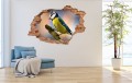 FOTOTAPETA 3D SAMOPRZYLEPNA naklejka dziura w ścianie SIKORKA PTAK 