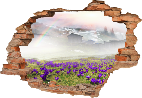 FOTOTAPETA 3D SAMOPRZYLEPNA naklejka ścienna NATURA MGŁA KROKUSY