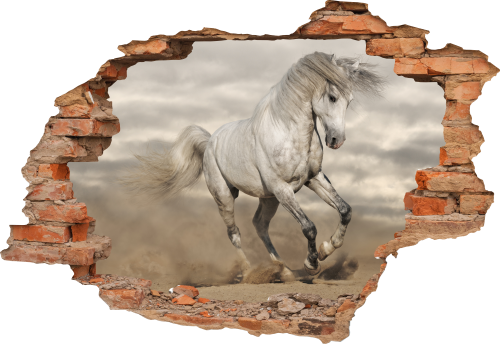 FOTOTAPETA 3D SAMOPRZYLEPNA naklejka na ścianę KOŃ BIAŁY RUMAK