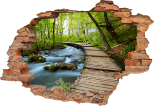 FOTOTAPETA 3D SAMOPRZYLEPNA naklejka na ścianę KŁADKA POTOK LAS MOST