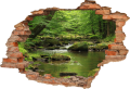 FOTOTAPETA 3D SAMOPRZYLEPNA naklejka na ścianę ZIELONY LAS POTOK W LESIE
