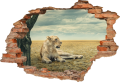 FOTOTAPETA 3D SAMOPRZYLEPNA naklejka dziura w ścianie LEW PUSTYNIA