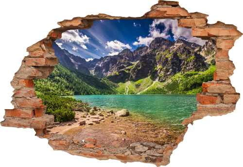 Naklejka na ścianę dziura 3d GÓRY POTOK GÓRSKI