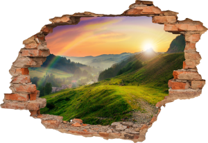 FOTOTAPETA 3D SAMOPRZYLEPNA naklejka dekoracyjna GÓRY SZLAK TĘCZA
