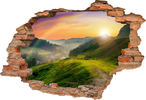 FOTOTAPETA 3D SAMOPRZYLEPNA naklejka dekoracyjna GÓRY SZLAK TĘCZA