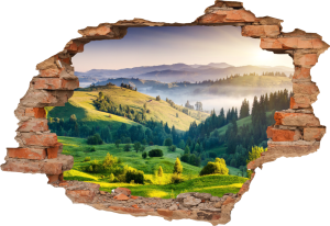 FOTOTAPETA 3D SAMOPRZYLEPNA naklejka dziura w ścianie WZGÓRZA WIDOK GÓRY