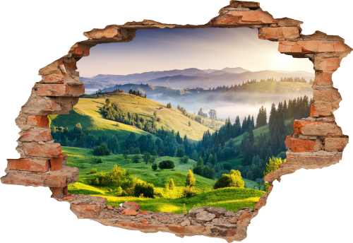 FOTOTAPETA 3D SAMOPRZYLEPNA naklejka dziura w ścianie WZGÓRZA WIDOK GÓRY
