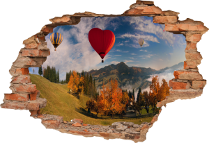 FOTOTAPETA 3D SAMOPRZYLEPNA naklejka ścienna do salonu WZGÓRZA BALONY GÓRY