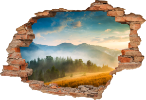 FOTOTAPETA 3D SAMOPRZYLEPNA naklejka dziura w ścianie GÓRY SZCZYTY SŁOŃCE