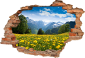 FOTOTAPETA 3D SAMOPRZYLEPNA naklejka do sypialni POLANA W GÓRACH KWIATY