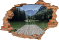 FOTOTAPETA 3D SAMOPRZYLEPNA naklejka ścienna GÓRY POMOST JEZIORO