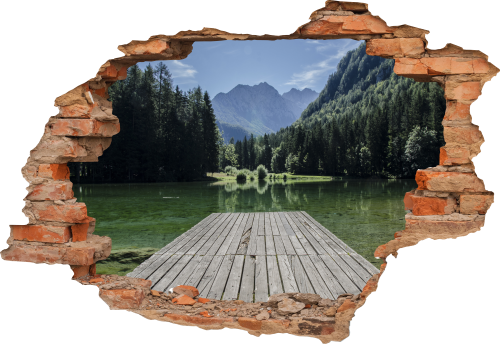 FOTOTAPETA 3D SAMOPRZYLEPNA naklejka ścienna GÓRY POMOST JEZIORO
