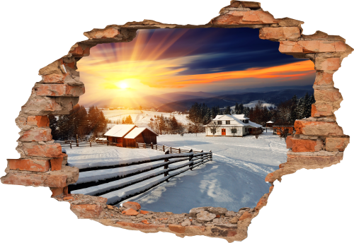 FOTOTAPETA 3D SAMOPRZYLEPNA naklejka DO SALONU na ścianę GÓRY DOMEK