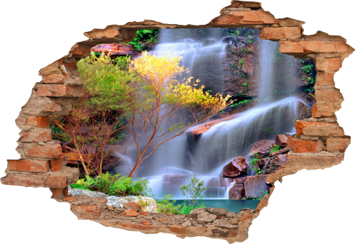 FOTOTAPETA 3D SAMOPRZYLEPNA naklejka na ścianę do salonu WODOSPAD NATURA