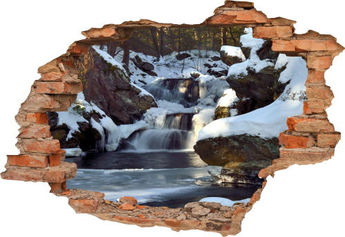 FOTOTAPETA 3D SAMOPRZYLEPNA naklejka dekoracyjna ZIMA WODOSPAD LAS 