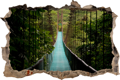 FOTOTAPETA Dziura 3D naklejka ścienna DEKORACYJNA most linowy las