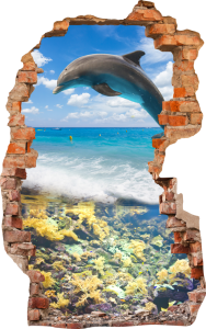 FOTOTAPETA 3D SAMOPRZYLEPNA naklejka ścienna SKACZĄCY DELFIN