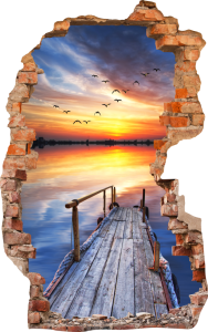 FOTOTAPETA 3D SAMOPRZYLEPNA naklejka ścienna POMOST I ZACHÓD SŁOŃCA