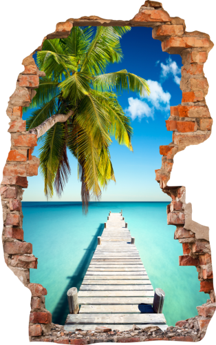 FOTOTAPETA 3D SAMOPRZYLEPNA naklejka ścienna POMOST I PALMA