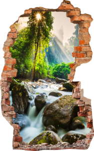 FOTOTAPETA 3D SAMOPRZYLEPNA naklejka ścienna RZEKA Z MAŁYM WODOSPADEM