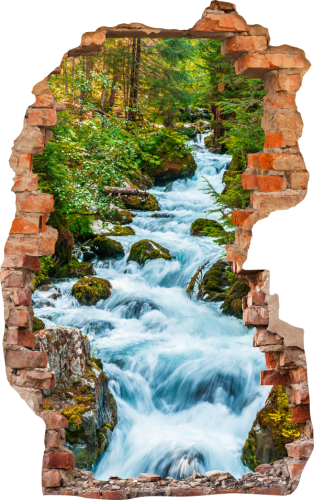 FOTOTAPETA 3D SAMOPRZYLEPNA naklejka ścienna LEŚNA RZEKA