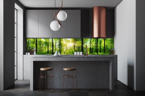 FOTOTAPETA DO KUCHNI ZMYWALNA las drzewa drzewo zieleń