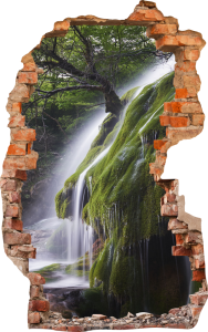 FOTOTAPETA 3D SAMOPRZYLEPNA naklejka ścienna WODOSPAD Z DRZEWEM NA ZBOCZU