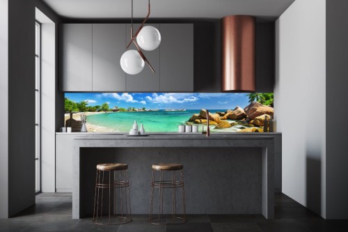FOTOTAPETA DO KUCHNI ZMYWALNA palmy ocean egzotyka raj