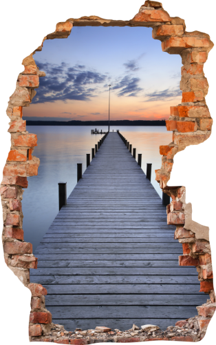 FOTOTAPETA 3D SAMOPRZYLEPNA naklejka ścienna  ZACHÓD SŁOŃCA I POMOST