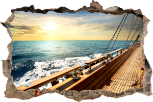 FOTOTAPETA 3D SAMOPRZYLEPNA naklejka ścienna ZACHÓD SŁOŃCA NA STATKU