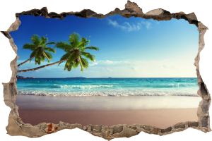 FOTOTAPETA 3D SAMOPRZYLEPNA naklejka ścienna PIĘKNA PLAŻA I PALMY
