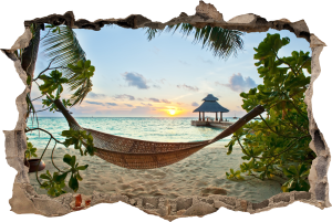 FOTOTAPETA 3D SAMOPRZYLEPNA naklejka ścienna HAMAK NA PLAŻY W TROPIKACH