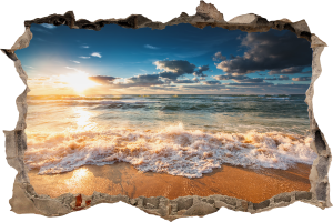 FOTOTAPETA 3D SAMOPRZYLEPNA naklejka ścienna FALE I ZACHÓD SŁOŃCA