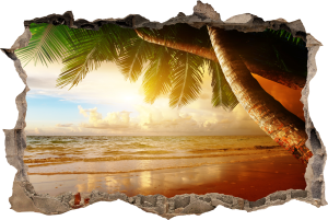 FOTOTAPETA 3D SAMOPRZYLEPNA naklejka ścienna PLAŻA POD PALMĄ