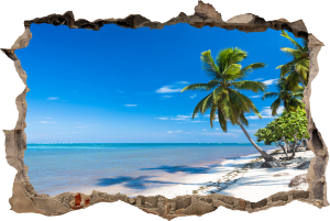 FOTOTAPETA 3D SAMOPRZYLEPNA naklejka ścienna PLAŻA I PALMY Z WIDOKIEM NA OCEAN