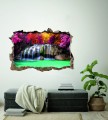 FOTOTAPETA 3D SAMOPRZYLEPNA naklejka ścienna KOLOROWE DRZEWA I WODOSPADY