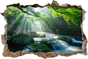 FOTOTAPETA 3D SAMOPRZYLEPNA naklejka ścienna POTOK W ŚRODKU LASU