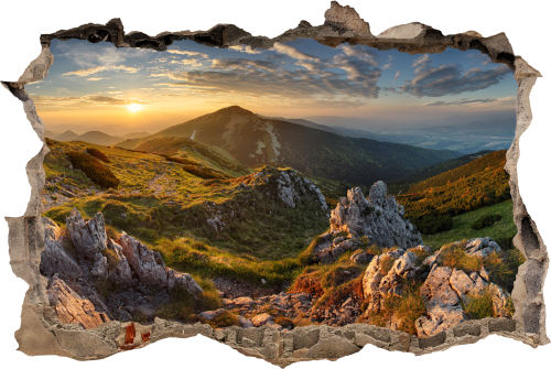 FOTOTAPETA 3D SAMOPRZYLEPNA naklejka ścienna ZACHÓD SŁOŃCA W GÓRACH