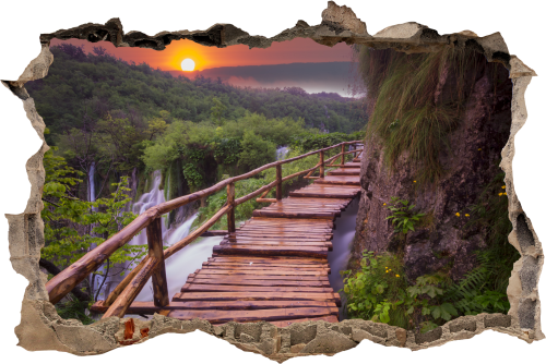 FOTOTAPETA 3D SAMOPRZYLEPNA naklejka ścienna MOST Z WIDOKIEM NA WODOSPAD