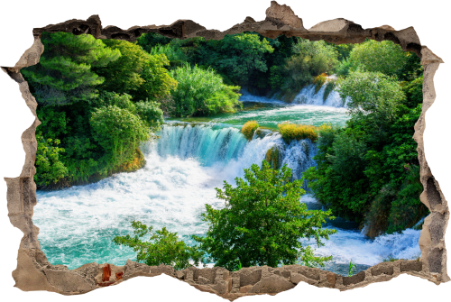 FOTOTAPETA 3D SAMOPRZYLEPNA naklejka ścienna NATURA WODOSPAD I LAS