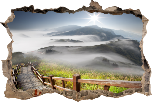 FOTOTAPETA 3D SAMOPRZYLEPNA naklejka ścienna ŚCIEŻKA PRZEZ MGŁE W GÓRACH