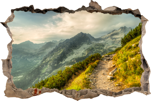 FOTOTAPETA 3D SAMOPRZYLEPNA naklejka ścienna DROGA W GÓRACH I WIDOK NA SZCZYTY