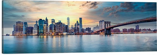 OBRAZ PANORAMICZNY dekoracyjny PANORAMA miasto New York most