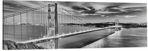 OBRAZ PANORAMICZNY dekoracyjny PANORAMA czarno biały most Golden Gate