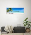 OBRAZ PANORAMICZNY dekoracyjny PANORAMA plaża w tropikach i palmy