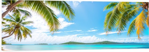 OBRAZ PANORAMICZNY dekoracyjny PANORAMA tropiki widok pod palmą 