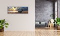 OBRAZ PANORAMICZNY dekoracyjny PANORAMA zachód łódka na morzu