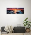 OBRAZ PANORAMICZNY dekoracyjny PANORAMA zachód słońca w morzu fale 