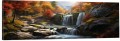 OBRAZ PANORAMICZNY dekoracyjny PANORAMA wodospady w lesie jesień 